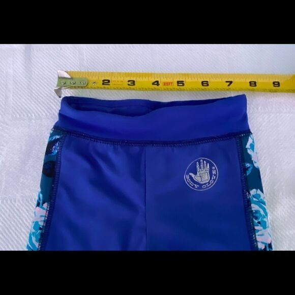 Billabong All Day Surfing Sun Protection Pants Blk W Blue Floral Down Leg 12 M - Picture 3 of 5